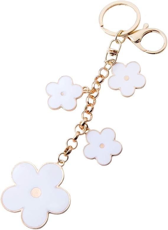 Women's Flower Bag Charms Enameled Keychain Purse Accessories